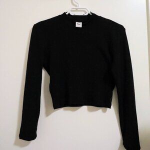 TNA Waffle Knit Cropped Longsleeve Medium in Black